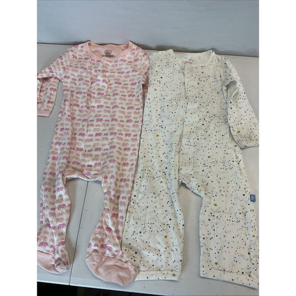 Lot of 2 Magnetic Me 6-9 mos Baby Girl Sleeper Footie Pajama stars elephants - Picture 1 of 8